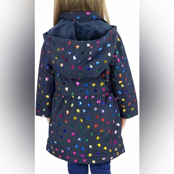 London Fog Navy Metallic Hearts
Long Sleeve Hooded Jacket Raincoat - Picture 2 of 7